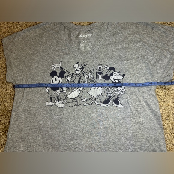 Mickey and Friends XL Womens Heathered Grey VNeck Tshirt Retro Comfy Disney - Picture 7 of 15